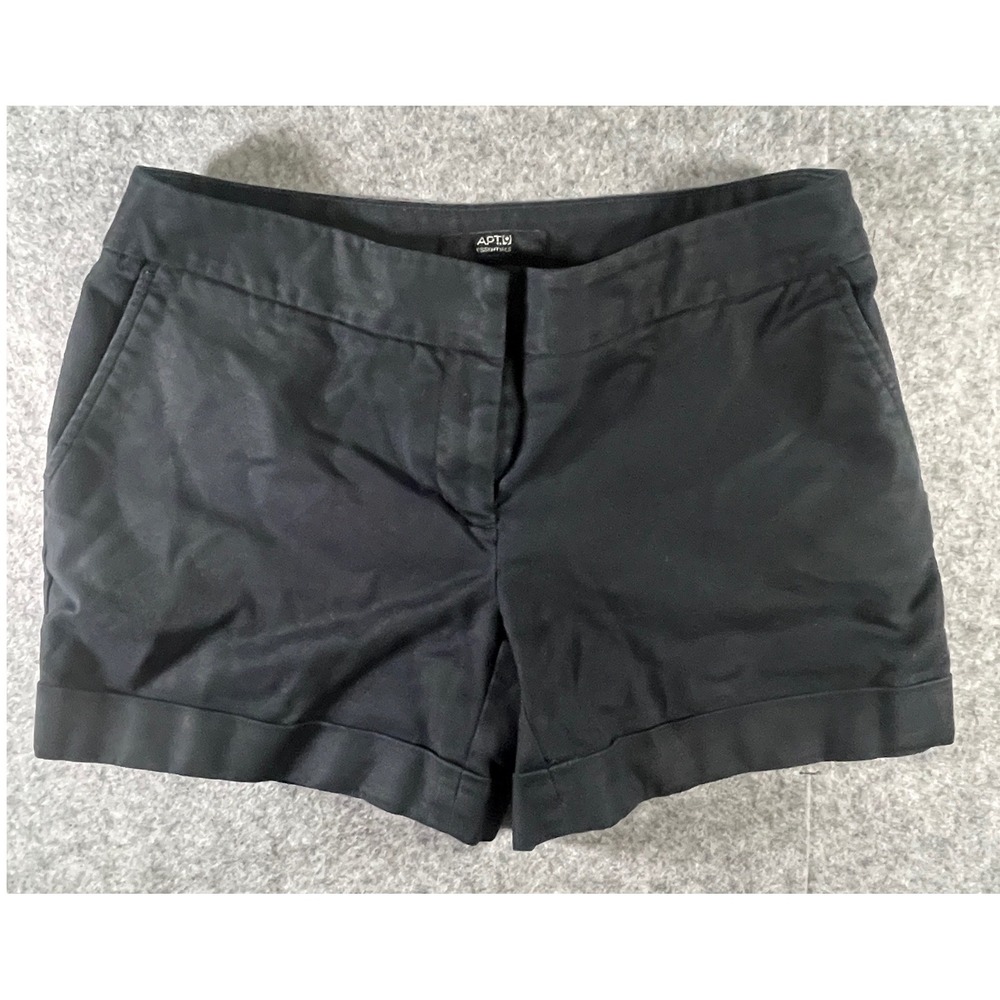 Apt 9 Essentials Womens Black Cuffed Chino Shorts Size 2 Stretch Cotton Blend